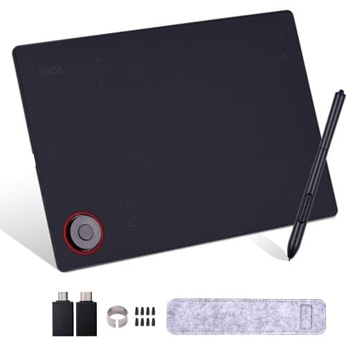 Professional Graphics Drawing Tablet Writing Board with Controller Knob 8192 Levels Battery-Free Stylus/Pen Clip for Painting