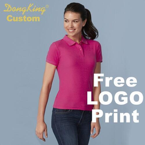 DongKing Custom Polo Shirt double pique knit Cotton Women Semi Short Sleeves Shirts Custom Print Logo Personalized Team Gift