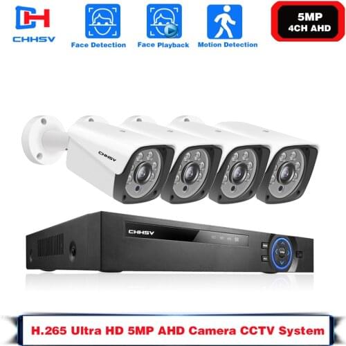 H.265 5MP 4CH dvr camera CCTV Security System 5MP IR Outdoor Waterproof Face Detection AHD Camera with Video Surveillance Set