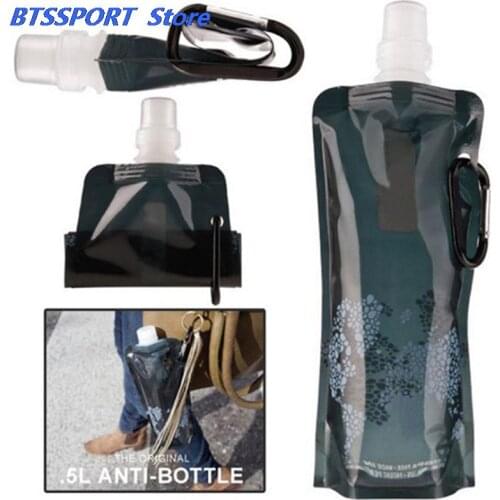 Outdoor 0.5L Foldable Folding Plastic Light Drinking Water Bottle Bag Pouch Bladder Sport Bags for Camping Hiking Picnic