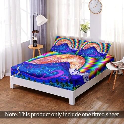 Custom Modern Elastic Band Bed Sheet 3D Print Fashion European psychedelic Fitted Sheet Bedroom Flats Home Decor Queen King