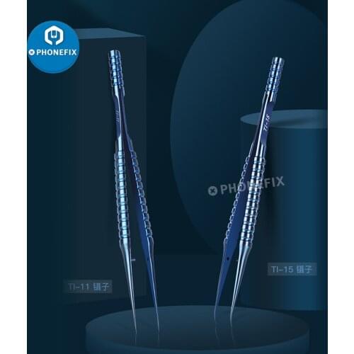 TI-11 TI-15 Titanium Alloy Tweezers Precision Straight Curved Tip for Mobile Phone Mainboard Repair Fly Line Fingerprint Tweezer