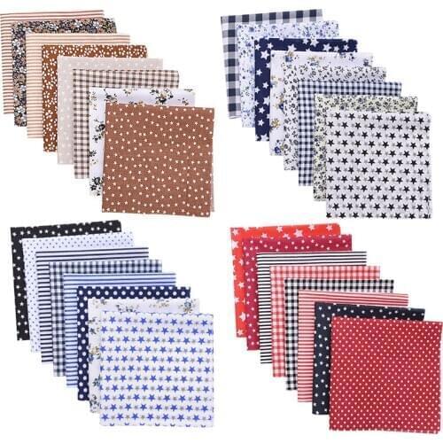 8pcs Polka Dot Printed Floral Cotton Fabric for Patchwork Doll Needlework Cloth DIY Home Handmade Material Sewing Quilting 25 Cm