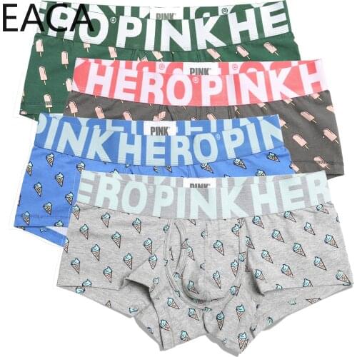 4pcs NEW Pink Heroes Cotton Men Boxer Shorts Fashion Underwear High-quality Men Panties Male Underpants Comfortable
