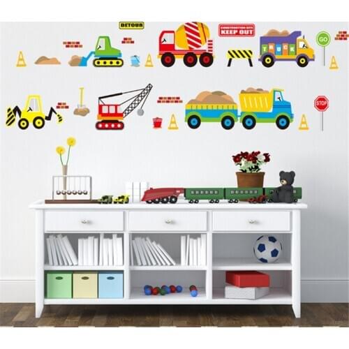 Vivid Cartoon Vehicle Traffic Car Buses Wall Sticker for Kids Room Living Room Kindergarten Baby Nursery room decoration