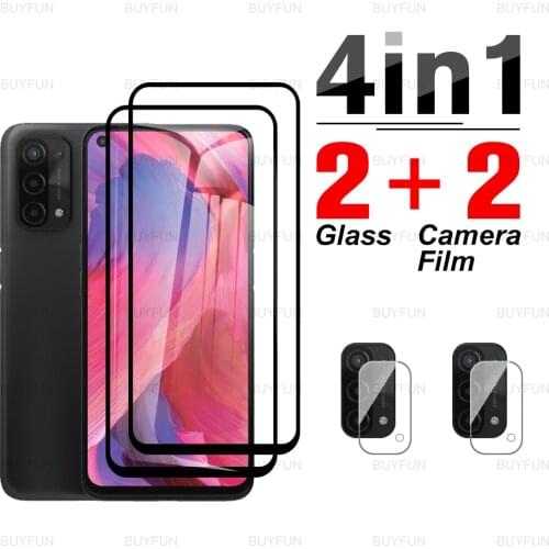 4in1 Full Cover HD Front Black Edge Protective Glass On For Oppo A54 5G 6.5inch for oppo appo A74 A94 5G camera safety film