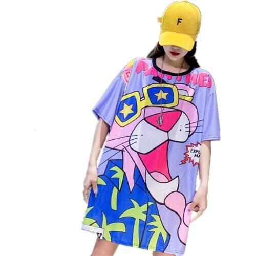 Jospoo Plus Size Women Tshirt New Summer Cartoon Multi-color T Shirt Mesh Shirt Mid Length Ice Silk Quick Drying Base Shirts