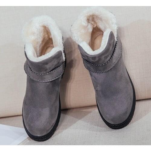 Womens ankle boots cow suede shoes plus Nice Vogue style plush slip-on winter boots shoes woman