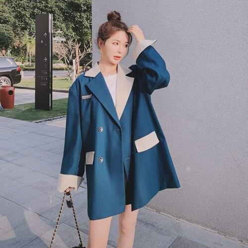 WomenS Suit Coat Spring And Autumn Design Sense Contrast Color New Loose Casual Office Versatile Top Real Shot