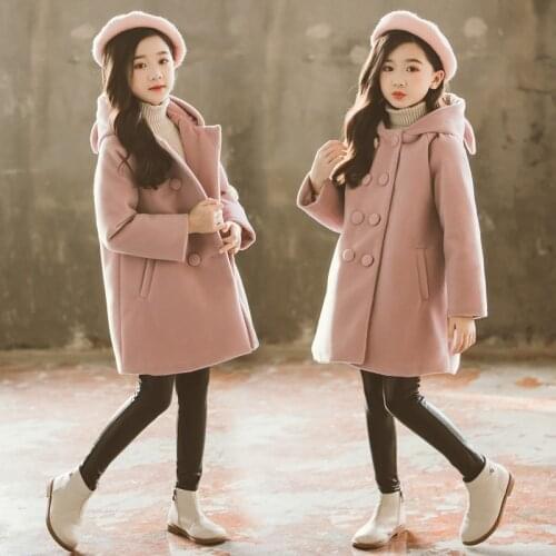 Famli Winter Jackets Girls Coat Teenage Woolen for Girl Trench Coat Children Cotton Girl Clothes Warm