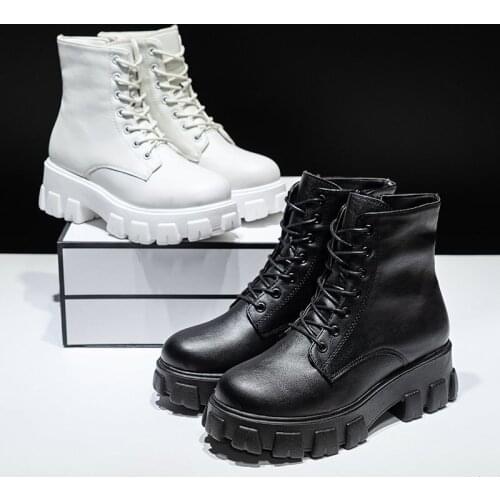 Winter Warm Botas Women Motorcycle Ankle Boots Wedges Female Platforms Spring Leather Oxford Shoes Woman 2021 Botas Mujer