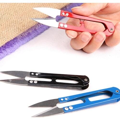 1PCs High Quality High Carbon Steel Shear Fish Line Scissors 15g/10.5cm U-shaped Fishing Line Scissors Sewing Fishing Tools
