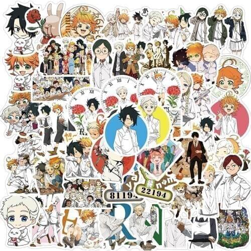 50PCS The Promise Neverland Anime Stickers Laptop Guitar Luggage Phone Cool Waterproof Graffiti Sticker Decal Kid Classic Toys