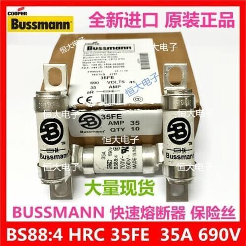 10PCS/LOT New Original US imports BUSSMANN fuse BS88: 4 fuse 35FE 35A 690V BS88 fast fuse BS88 4 35A 690V fuse