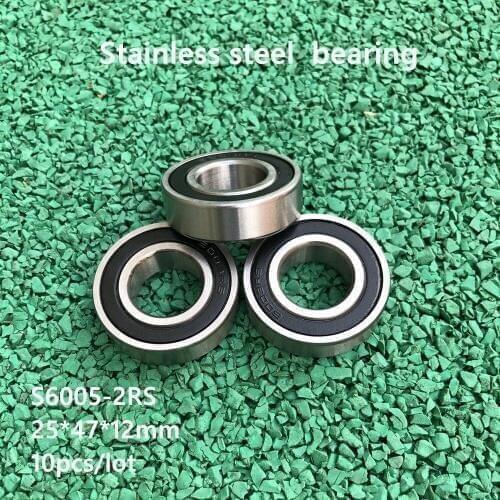 10pcs/lot S6005-2RS S6005RS ABEC-5 Stainless steel 25*47*12 mm Deep Groove Ball bearing Double Rubber cover 25X47X12 mm