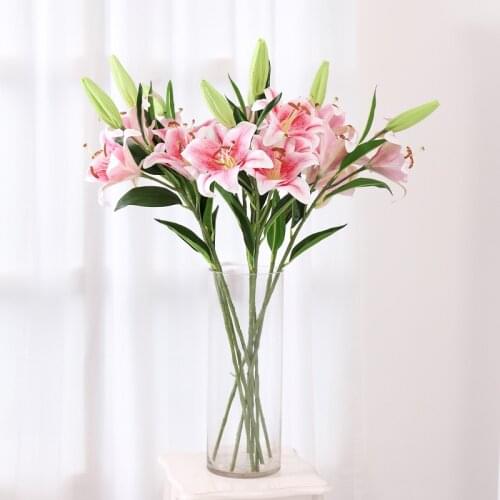 3 Heads 75cm Lily branch Multicolor Artificial Flowers For Wedding Events Party Decoration Home Decor Plastic Artificial Flowers