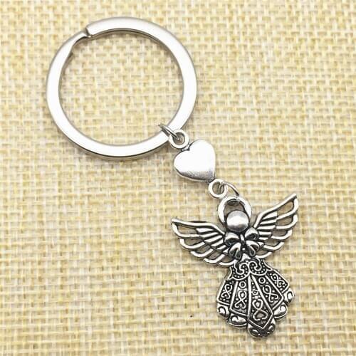 5PCS! Gift For Family Friends Angel Key Chain Heart Charm Fairy Keyring Hand Made keychain Earing Jewelry Diy
