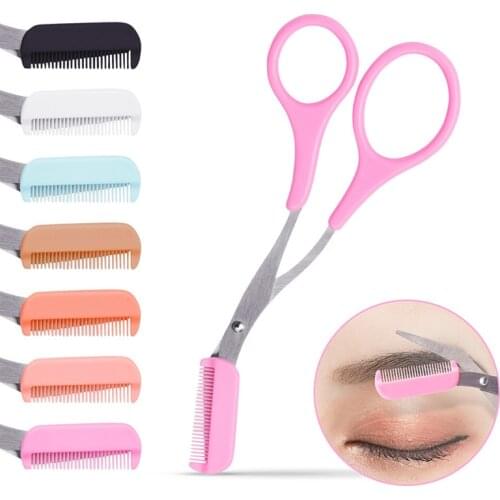 5pcs Eyebrow Trimmer Scissor with Comb Facial Hair Removal Grooming Shaping Shaver Cosmetic Makeup Accessories