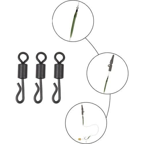 500pcs Fishing Connector Bearing Swivel Quick Change Swivels Size 8 Matt Black Change Carp Swivels Tackle Accessories