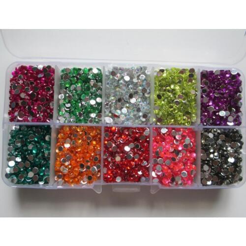 5000pcs/box 3mm Mixed 10 Colors flat-backed Rhinestone gem crystals Beautiful DIY Decoration for scrapbook nail phone