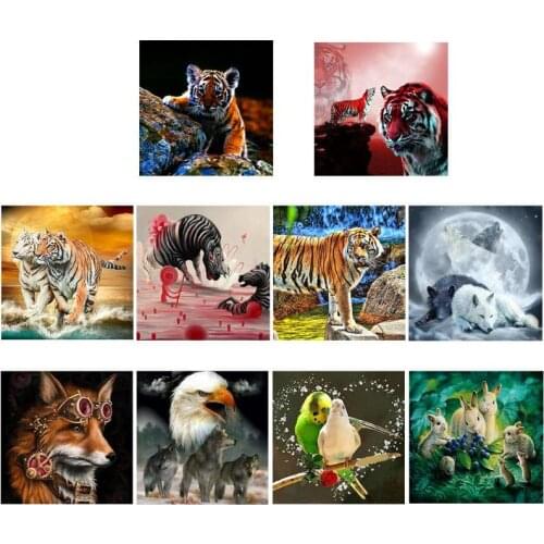 5D Diamond Painting Cross Stitch Full Square Picture of Rhinestone DIY Diamond Mosaic Diamond Embroidery Animal Tiger 2019