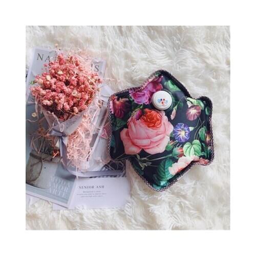 Free shipping mercerized hexagonal hot water bag flower pattern charging electric hot water bag without water filling