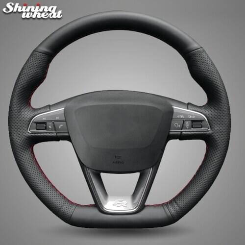 Black Artificial Leather steering wheel cover for seat Leon Cupra R 2013-2019 Ateca Cupra 2016-2019 Leon ST Cupra 2013-2019