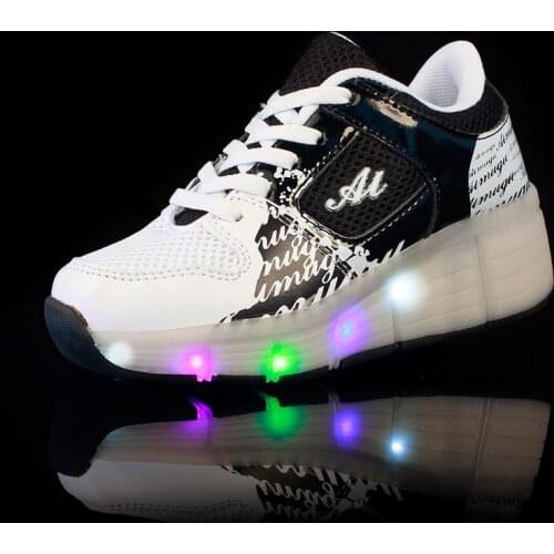2021 Size 28-40 Led Wheel Sneakers for Kids Girls Roller Shoes with Lights on Wheels Children Boys Girls Skating Tennis Shoes