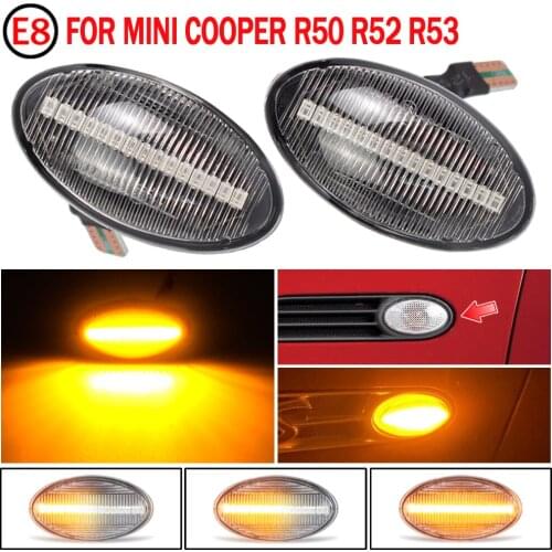 2pc For BMW for MINI Cooper R50 R52 R53 2002-2008 Dynamic LED Side Marker Flowing Turn Signal Panel Repeater Light Lamp