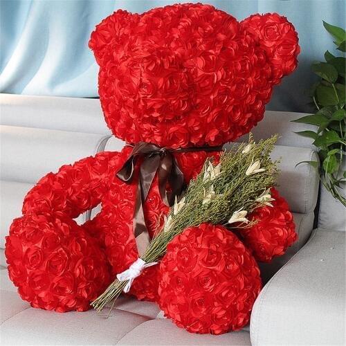 Fancytrader Red Rose Teddy Bear Toy Nice Quality Big Bear Teddy Doll 70cm 28inch for Kids Adults Gifts