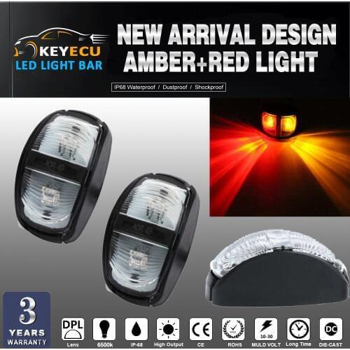 KEYECU 2*12V 2Led Oval-shaped Tail Light Stud Mount Optronics Submersible set Amber+Red Works with any 12-24V DC Vehicle