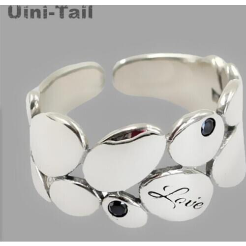 Uini-Tail Hot Sale New 925 Silver Simple Temperament Oval Open Ring Fresh Retro Geometric Letter Ring High Quality ED715