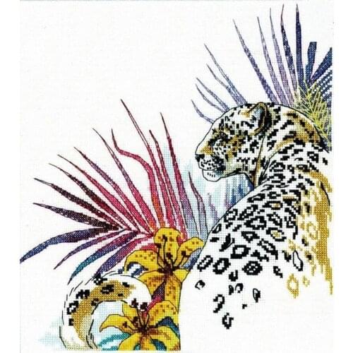 2021 Gold Collection Embroidery Jaguar Counted Cross Stitch Kits Ttaly with 100% Cotton Flosses & Free Shipping for Wall Decor