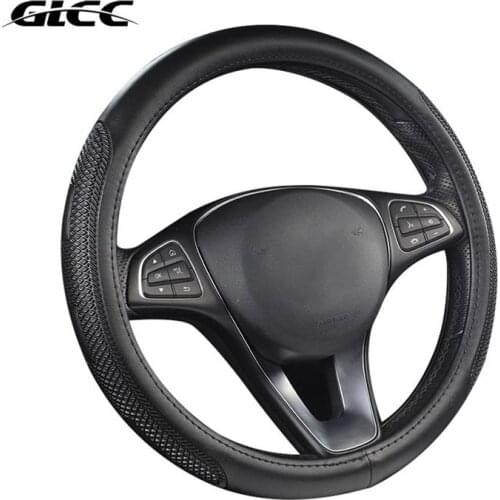 GLCC 38CM Steering Wheel Leather Cover Car Interior Parts Accessories Waterproof Anti-Slip Design Universal For SUV Truck Van