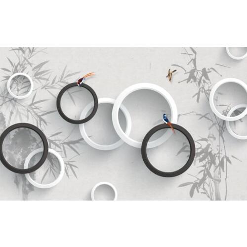 Beautiful scenery wallpapers New Chinese style bamboo flowers and birds background wall painting stereoscopic wallpapers