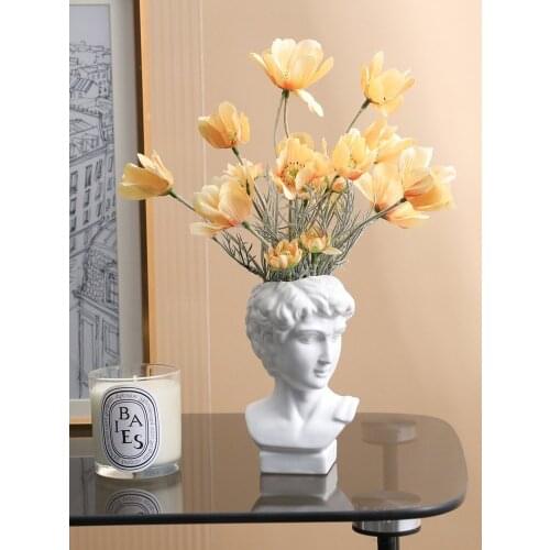 Creative White David Head Vase Flower Pot Flower Arrangement Dining Table Decoration Abstract Character Vase Wedding Decoration