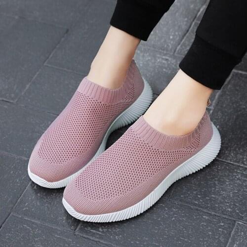 Women Shoes Outdoor Sneakers Breathable Knit Sock Trainers Comfortable Mesh Sneakers Simple Casual Running Walking Flat Shoes