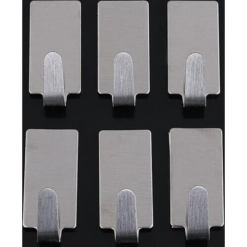 6/12 pcs Hook Adhesive Stainless Steel Towel Hook Family Robe Hanging Hooks Hat Bag Family Robe Hat Bag Key Adhesive Wall Hanger