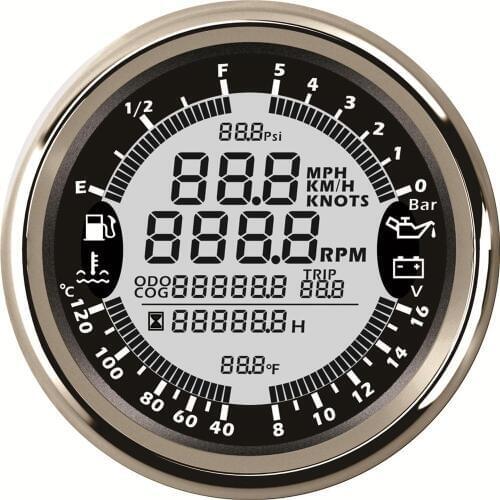 Multifunction Fuel Level Gauges 40~120℃ Water Temp Meters 0-9900RPM Tachometer Digital GPS Speedometer Volt Meters for Car Boat