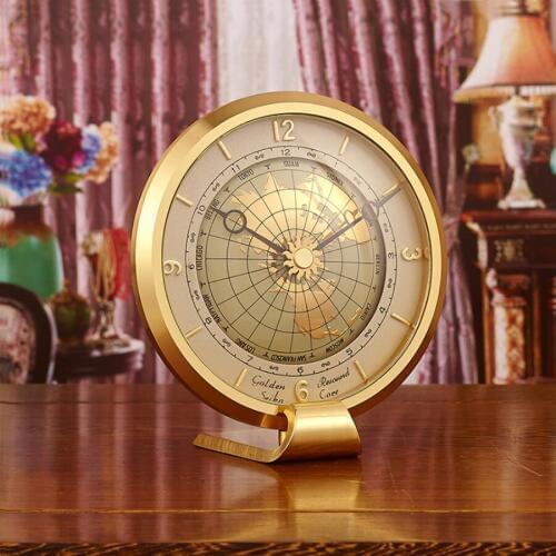 New Earth European Luxury Brass Table Clock Vintage Desk Ornaments Office Living Room Bedroom Study Room Desk Watch Best Gift