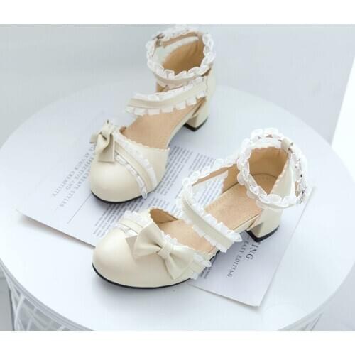 Genuine Original Ana Princess Lo Lolita Shoes L Bow Students Sweet Head Chunky-Heel Fairy Sandals gothic kawaii lolita shoes