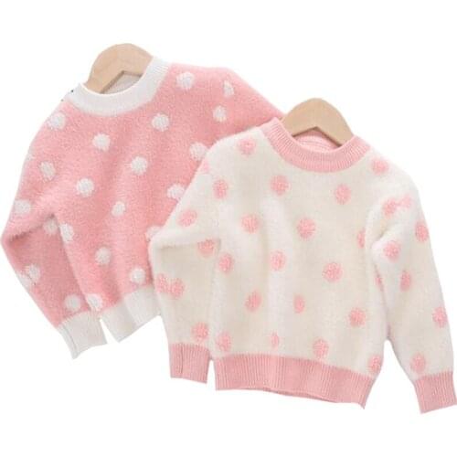 1-5 Year Old Baby Girls Sweet Warm Coat Kids Korean Sweaters Girls' Sweaters Winter Wear New Style Imitation Mink Jacket Sweater