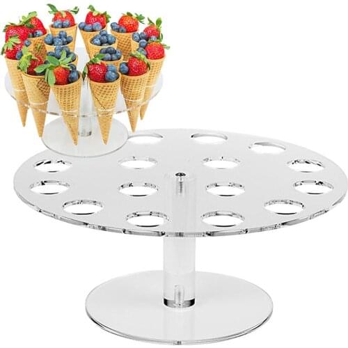 16-Hole Ice Cream Stand A Set Of Round Acrylic Material Cone Dessert Holder Waffle Popcorn Display Stand Party Shelf TW039