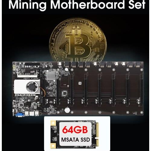 T37 Riserless Mining motherboard 8 GPU Bitcoin Crypto Etherum Mining with 64GB mSATA SSD Set