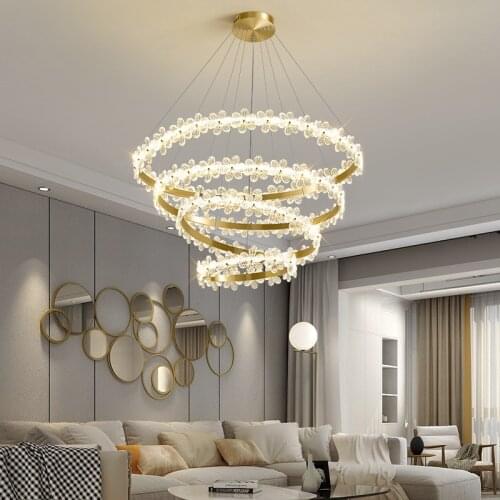 Luxury Pendant Lights of Crystal Ring LED Dining Room bedroom Pendant Lamps Designer Villa Spiral staircase Lights