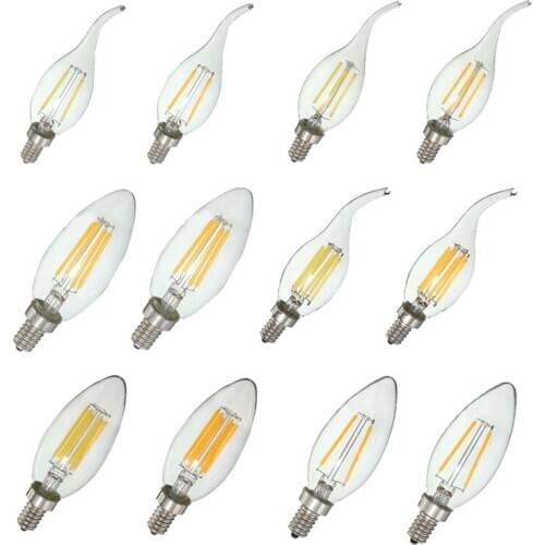 Dimmable E12 4W COB Candle Flame Filament LED Light Bulb Lamp 12.5*3.5cm