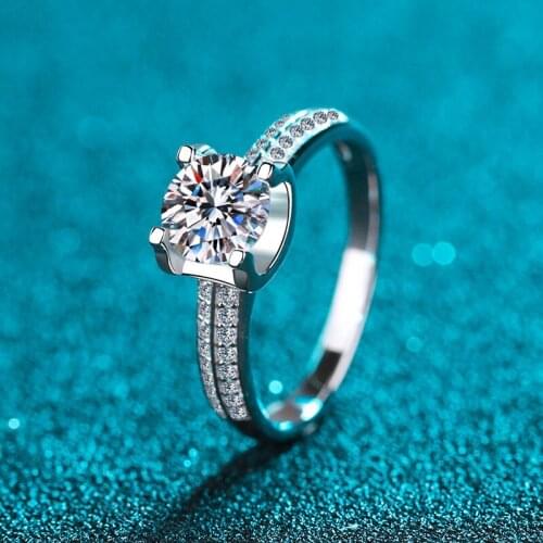 Silver 1 Carat Excellent Cut Diamond Test Past D Color Top Clarity Moissanite Cow Head Party Ring Women Silver 925 Wedding Ring