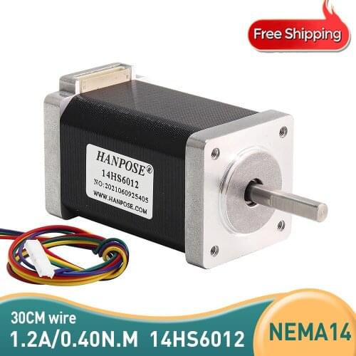 1PCS Nema 14 Stepper Motor 14HS6012 60mm 0.40Ncm 4-lead Nema14 Step Motor 1.2A 1m Cable for DIY 3D Printer CNC Robot