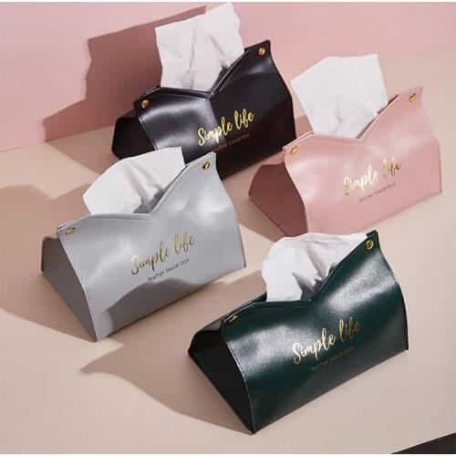 Chic PU Leather Tissue Case Napkin Papers Dispenser Holder Letter Pattern Home Car Towel Container Living Room Table Decoration