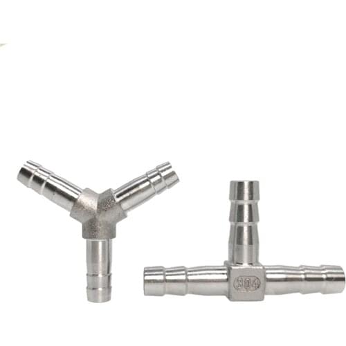 4/6/8/10/12/13/14/15/16/20/25mm Hose Barb Tee Y Shape 3 Ways Hosetail Splicer Splitter 304 Stainless Water Gas Fuel
